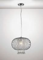Bradford Large Pendant 1 Light E27 Polished Chrome/Clear Beaded Glass