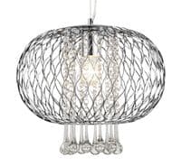 Bradford Large Pendant 1 Light E27 Polished Chrome/Clear Beaded Glass