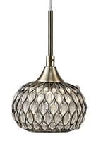Bradford Linear Pendant 3 Light G9 Line Antique Brass/Clear Beaded Glass