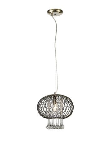 Bradford Medium Pendant 1 Light E14 Antique Brass/Clear Beaded Glass