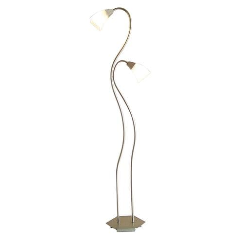 Bradley Floor Lamp With In-Line Dimmer 2 Light G9 Satin Chrome/Frosted Glass