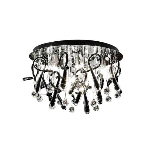 Brant Ceiling Round 20 Light G4 Polished Chrome/Black Glass/Crystal