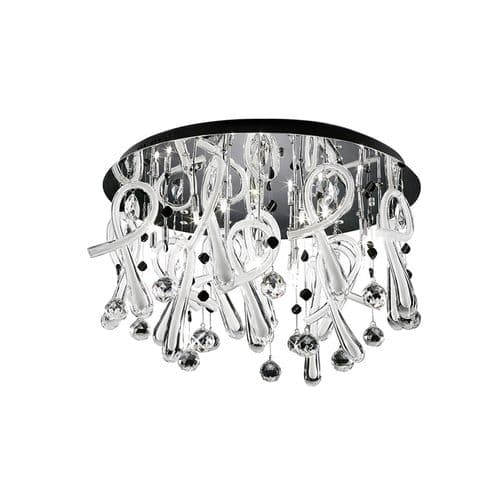 Brant Ceiling Round 20 Light G4 Polished Chrome/White Glass/Crystal