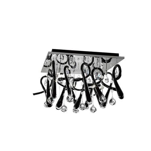 Brant Ceiling Square 10 Light G4 Polished Chrome/Black Glass/Crystal