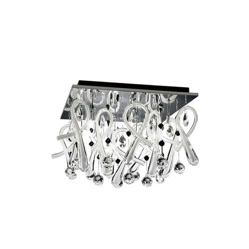 Brant Ceiling Square 10 Light G4 Polished Chrome/White Glass/Crystal