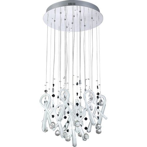 Brant Pendant Round 10 Light G4 Polished Chrome/White Glass/Crystal