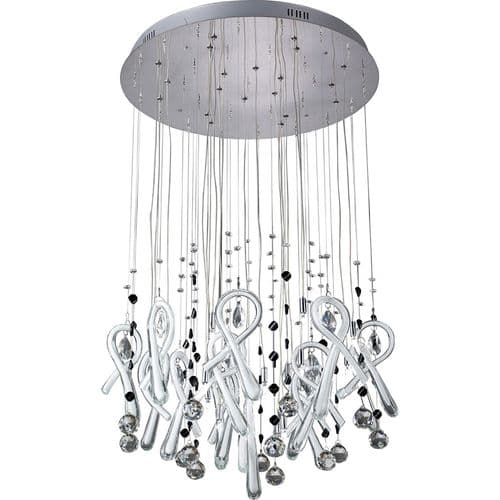 Brant Pendant Round 20 Light G4 Polished Chrome/White Glass/Crystal