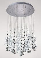 Brant Pendant Round 20 Light G4 Polished Chrome/White Glass/Crystal