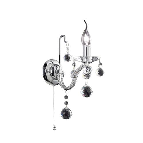 Buck Crystal Wall Lamp Switched 1 Light E14 Polished Chrome