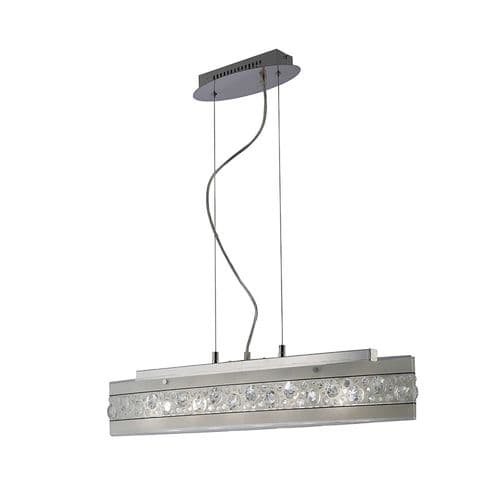 Burton Pendant Linear Bar 5 Light G9 Polished Chrome/Glass/Crystal