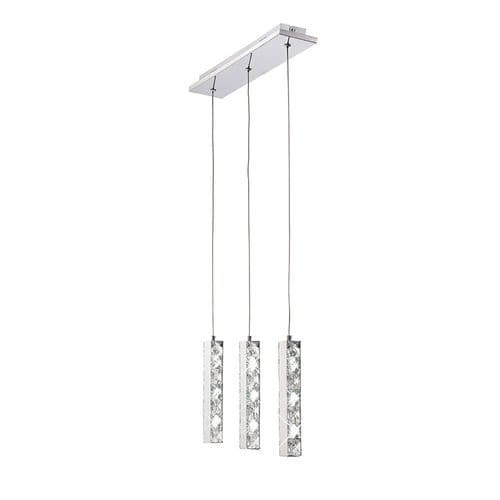 Darrell Bar Pendant 3 Drop LED 6000K 3 X 3W Polished Chrome, Crystal