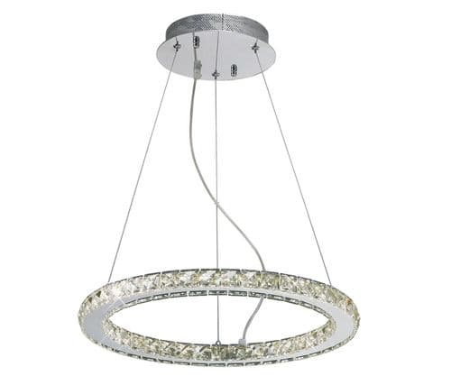 Darrell Round Pendant Small 27W LED 4000K Polished Chrome/Crystal