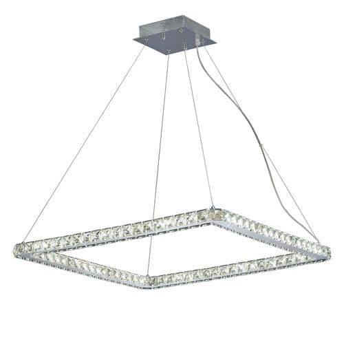 Darrell Square Pendant Large 36W LED 4000K Polished Chrome/Crystal