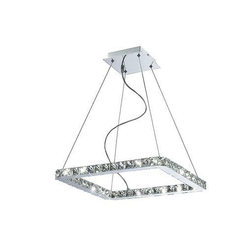 Darrell Square Pendant Small 24W LED 6000K Polished Chrome/Crystal