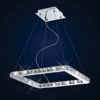 Darrell Square Pendant Small 24W LED 6000K Polished Chrome/Crystal