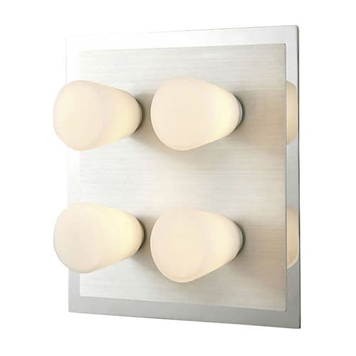 Brent Bathroom IP44 Ceiling 4 Light Polished Chrome & Aluminium/Opal Glass