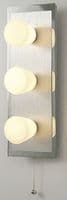 Brent Bathroom IP44 Wall Lamp With Pull-Cord Switch 3 Light Polished Chrome & Aluminium/Opal Glass