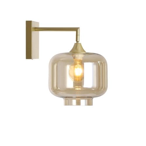 1 Wall Light in Matt Gold with 12 Amber Glass