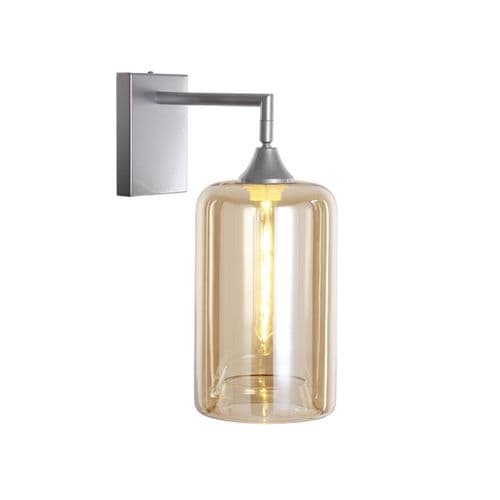 1 Wall Light in Matt Silver with 11 Amber Glass