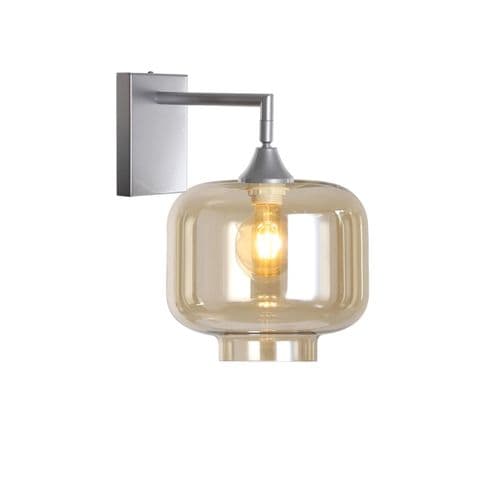 1 Wall Light in Matt Silver with 12 Amber Glass