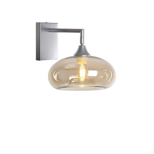 1 Wall Light in Matt Silver with 15 Amber Glass