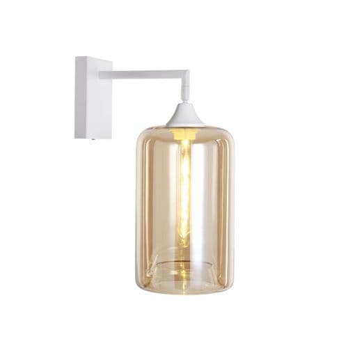 1 Wall Light in Matt White with 11 Amber Glass
