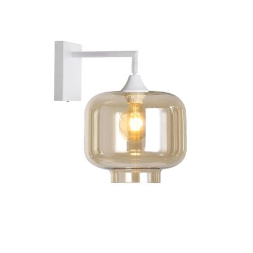 1 Wall Light in Matt White with 12 Amber Glass