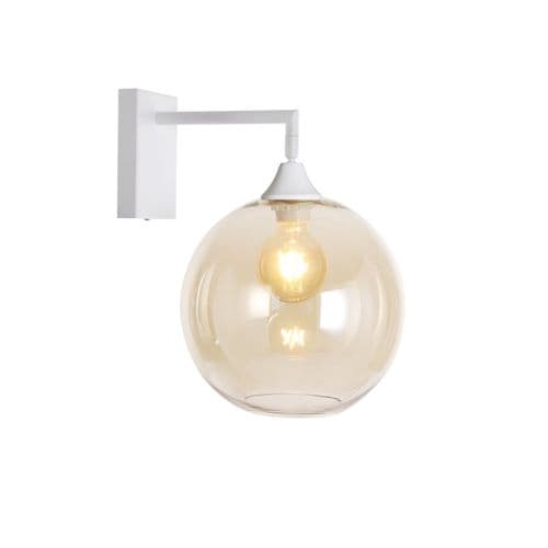 1 Wall Light in Matt White with 13 Amber Glass