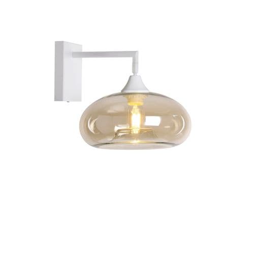1 Wall Light in Matt White with 15 Amber Glass