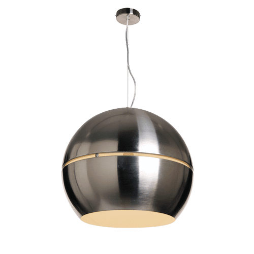 1 Light Metal Pendant in Chrome 30cm Medium