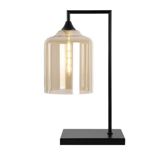 1 Light Table Lamp in Matt Black with 10 Amber Glass