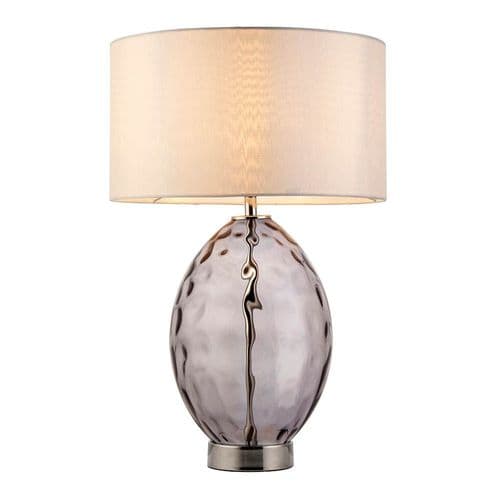 1 light Table Light Base & shade finish in Champagne glass, satin brass plate & white fabric
