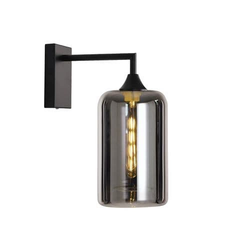 1 Wall Light in Matt Black with 11 Amber Glass
