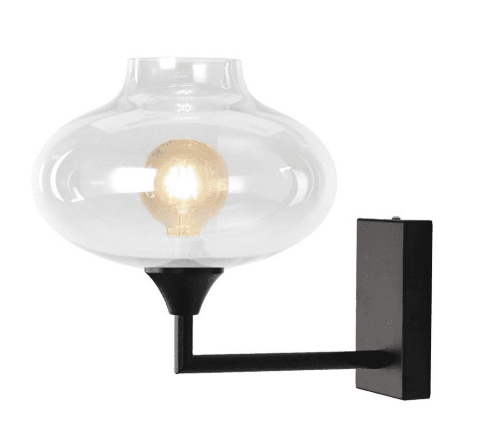 1 Wall Light in Matt Black with 14 Amber Glass