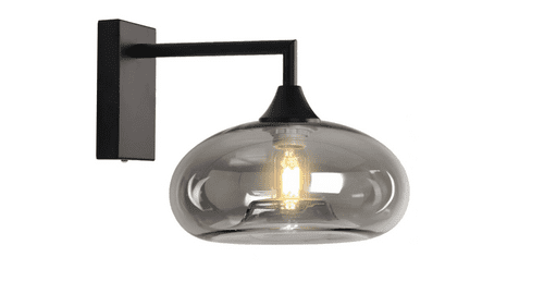 1 Wall Light in Matt Black with 15 Amber Glass