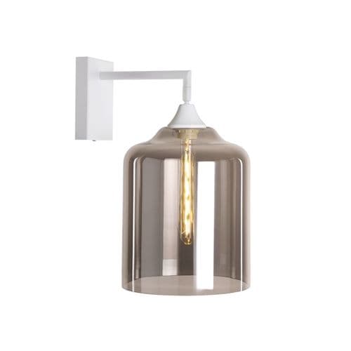 1 Wall Light in Matt White with 10 Amber Glass