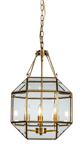 115BR Lantern Ceiling Pendant Glass and Gold Bronze