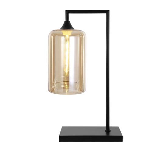 1 Light Table Lamp in Matt Black with 11 Amber Glass