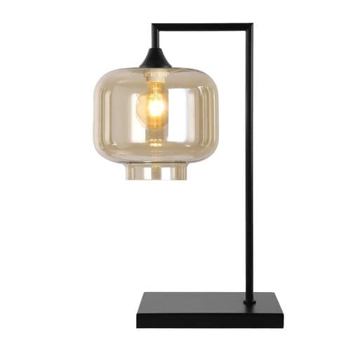1 Light Table Lamp in Matt Black with 12 Amber Glass
