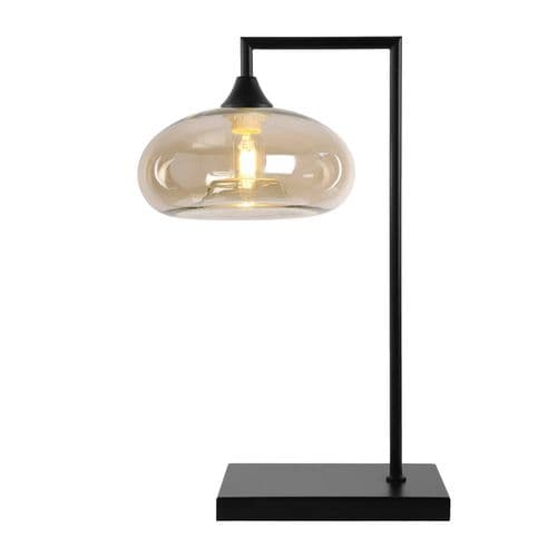 1 Light Table Lamp in Matt Black with 15 Amber Glass