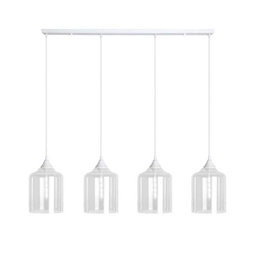 4 Light Bar Ceiling Pendant in White Pendant with Shade 11 Amber Glass