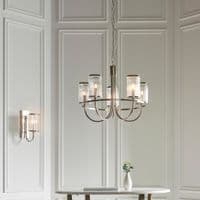 5 light  Pendant Light Multi arm glass finish in Bright nickel plate & ribbed bubble glass