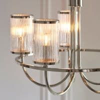 5 light  Pendant Light Multi arm glass finish in Bright nickel plate & ribbed bubble glass