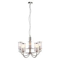 5 light  Pendant Light Multi arm glass finish in Bright nickel plate & ribbed bubble glass