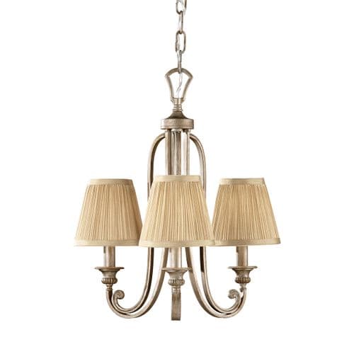 Abbey 3 Light Chandelier Gold & Silver Shades with Mushroom Pleat FE-ABBEY3