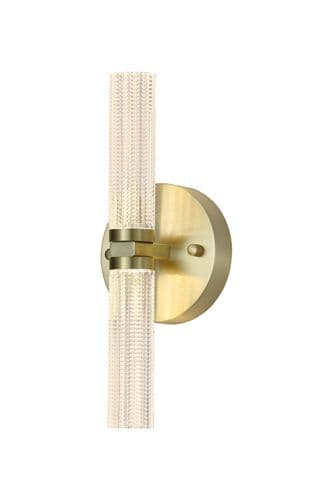 Aberdeen LED Up/Down Wall Light, Satin Brass Metal with Clea