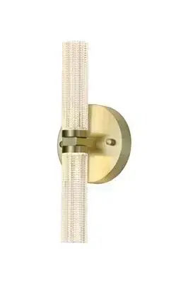 Aberdeen LED Up/Down Wall Light, Satin Brass Metal with Clea TFB10372SB