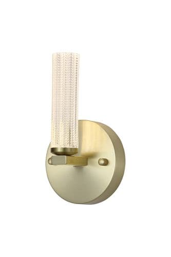 Aberdeen LED Wall Light,Satin Brass Metal with Clear Acrylic
