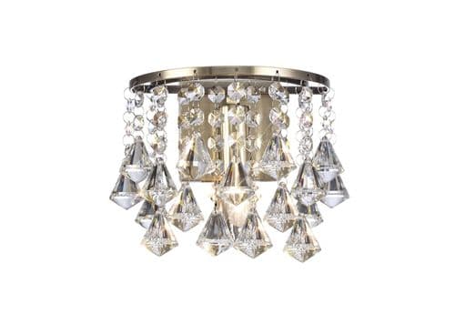 Acton Wall Lamp 1 Light E14 Switched Antique Brass/Prism Crystal