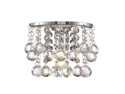 Acton Wall Lamp 1 Light E14 Switched Polished Chrome/Sphere Crystal
